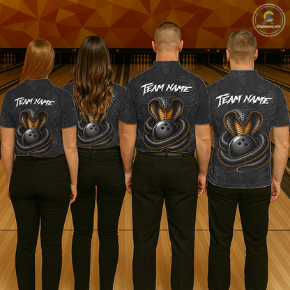 Custom Black Cobra Snake Bowling Jersey for Men Bowling Team Shirts Bowling League HNT309