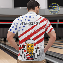 Load image into Gallery viewer, Custom US Flag Funny Beer Bowling Jersey for Men Polo &amp; 1/4 Zip Bowling Team Shirts HNT143