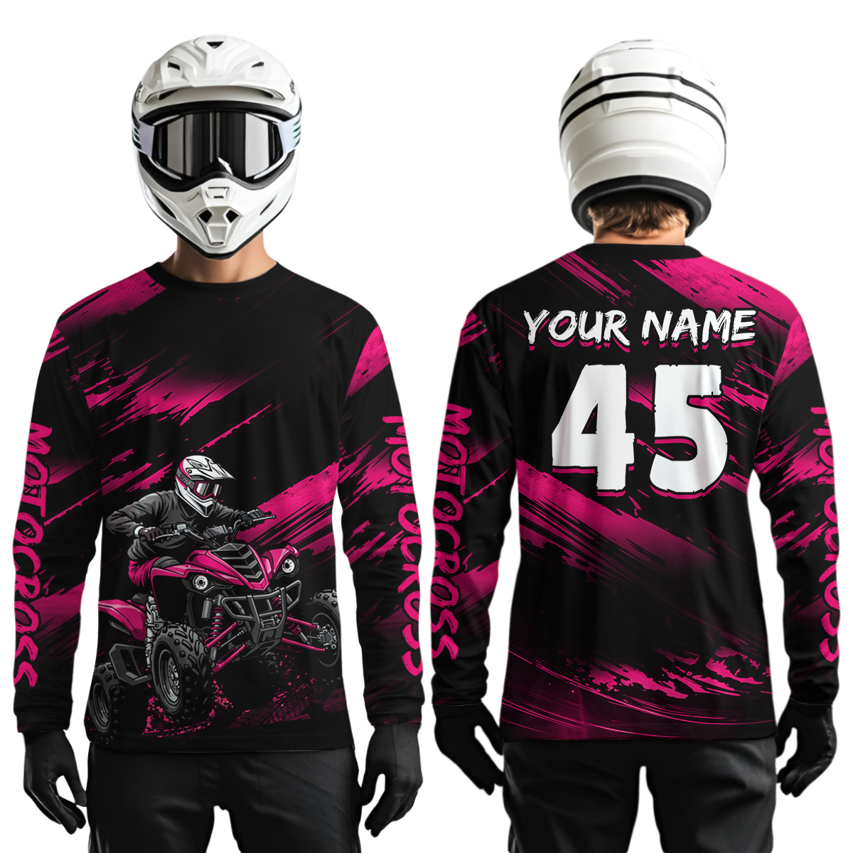 Custom Pink ATV Motocross Jersey Kid Adult Quad Bike Jersey Off-Road Shirt UPF30+ DNT58