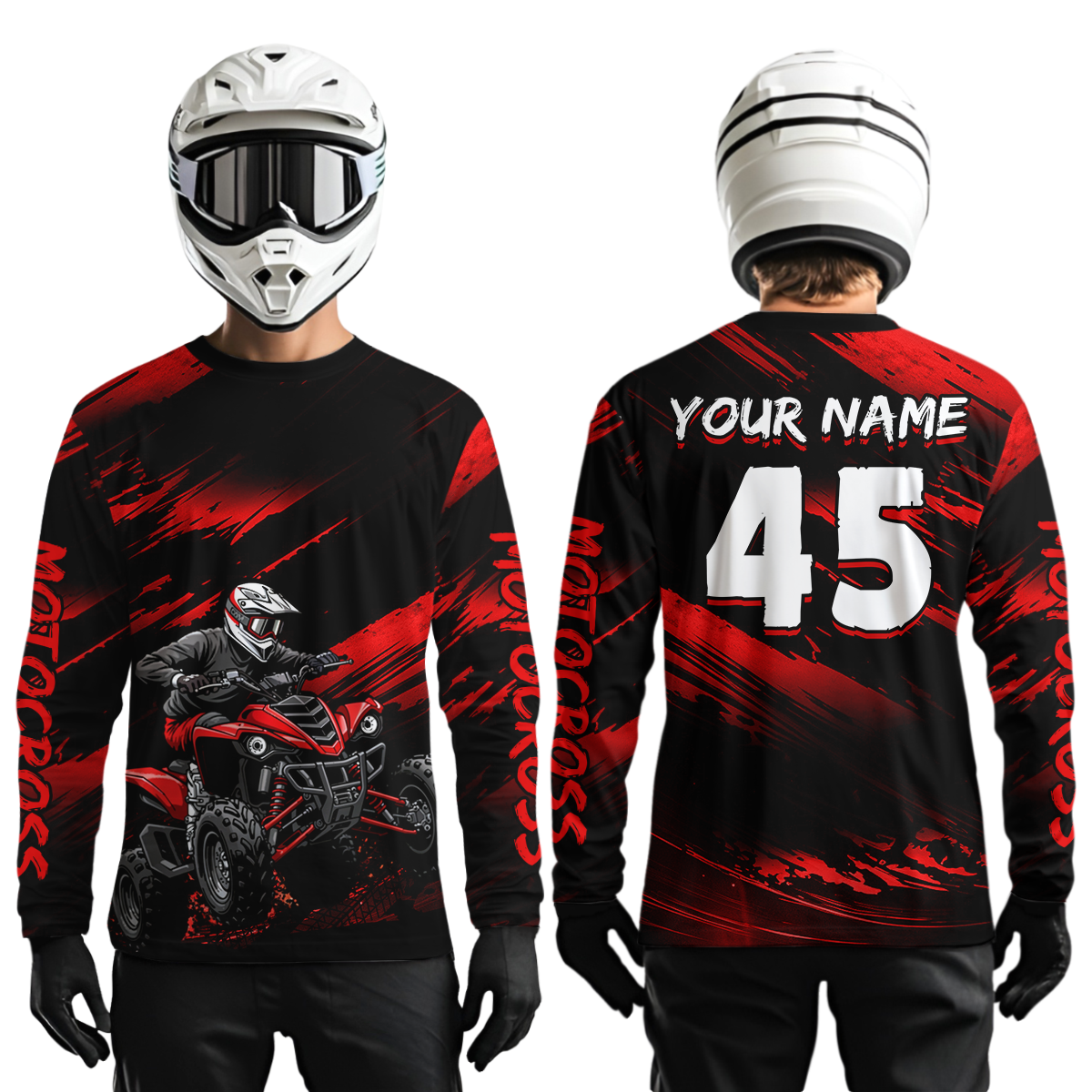 Custom Red ATV Motocross Jersey Kid Adult Quad Bike Jersey Off-Road Shirt UPF30+ DNT58