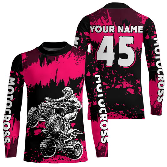 Pink ATV Motocross Jersey Kid Adult Custom Quad Bike Jersey Off-Road Shirt UPF30+ DNT59