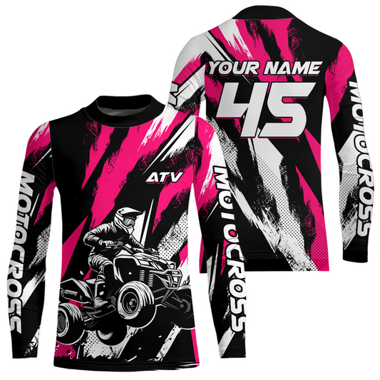 Pink ATV Motocross Shirts Kid Men Women Custom Quad Bike Off-Road Shirt UPF30+ DNT60