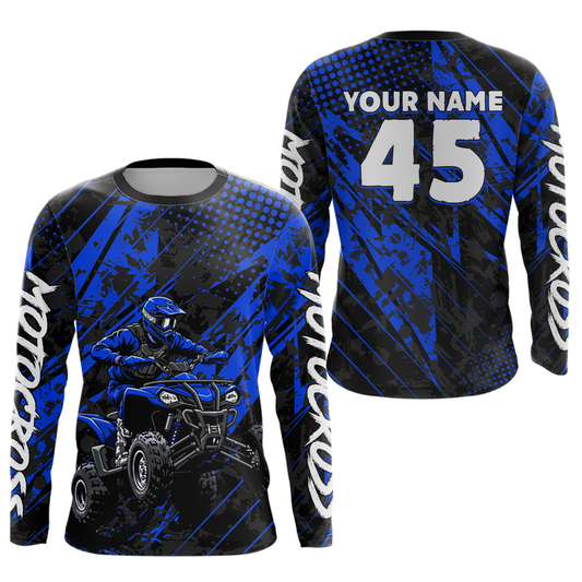 Custom Blue ATV Motocross Shirts Kid Men Women Off-Road Quad Bike Shirt UPF30+ DNT61