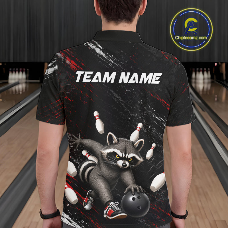 Funny Raccoon Custom Bowling Jersey for Men Bowling Team Shirts Bowling League Polo & 1/4 Zip HNT492
