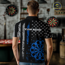 Load image into Gallery viewer, Custom Blue US Flag Darts Shirt for Men Darts Team Jerseys Dart Tourament Polo &amp; 1/4 Zip NNT116