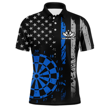 Load image into Gallery viewer, Custom Blue US Flag Darts Shirt for Men Darts Team Jerseys Dart Tourament Polo &amp; 1/4 Zip NNT116