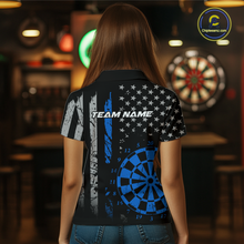 Load image into Gallery viewer, Custom Blue US Flag Darts Shirt for Women Darts Team Jerseys Dart Tourament Polo &amp; 1/4 Zip NNT116