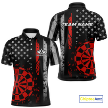Load image into Gallery viewer, Custom Red US Flag Darts Shirt for Men Darts Team Jerseys Dart Tourament Polo &amp; 1/4 Zip NNT116