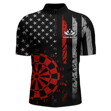 Load image into Gallery viewer, Custom Red US Flag Darts Shirt for Men Darts Team Jerseys Dart Tourament Polo &amp; 1/4 Zip NNT116