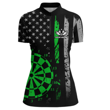 Load image into Gallery viewer, Custom Green US Flag Darts Shirt for Women Darts Team Jerseys Dart Tourament Polo &amp; 1/4 Zip NNT116