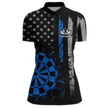 Load image into Gallery viewer, Custom Blue US Flag Darts Shirt for Women Darts Team Jerseys Dart Tourament Polo &amp; 1/4 Zip NNT116