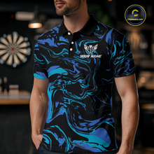Load image into Gallery viewer, Teal-Turquoise Pattern Darts Team Jerseys Dart Shirts For Men Dart Tournament Polo &amp; 1/4 Zip NNT119