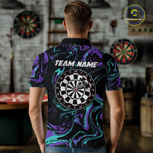 Load image into Gallery viewer, Purple-Turquoise Pattern Darts Team Jerseys Dart Shirts For Men Dart Tournament Polo &amp; 1/4 Zip NNT119