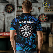 Load image into Gallery viewer, Teal-Turquoise Pattern Darts Team Jerseys Dart Shirts For Men Dart Tournament Polo &amp; 1/4 Zip NNT119
