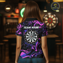 Load image into Gallery viewer, Pink-Purple Pattern Darts Team Jerseys Dart Shirts For Women Dart Tournament Polo &amp; 1/4 Zip NNT119