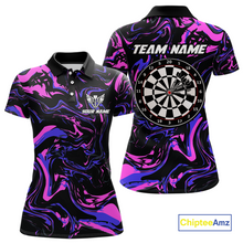 Load image into Gallery viewer, Pink-Purple Pattern Darts Team Jerseys Dart Shirts For Women Dart Tournament Polo &amp; 1/4 Zip NNT119