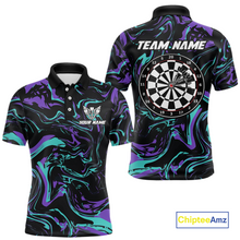 Load image into Gallery viewer, Purple-Turquoise Pattern Darts Team Jerseys Dart Shirts For Men Dart Tournament Polo &amp; 1/4 Zip NNT119