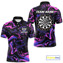 Load image into Gallery viewer, Pink-Purple Pattern Darts Team Jerseys Dart Shirts For Men Dart Tournament Polo &amp; 1/4 Zip NNT119