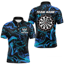Load image into Gallery viewer, Teal-Turquoise Pattern Darts Team Jerseys Dart Shirts For Men Dart Tournament Polo &amp; 1/4 Zip NNT119