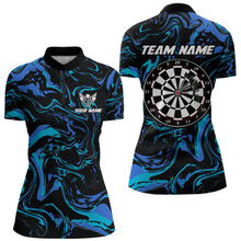 Load image into Gallery viewer, Teal-Turquoise Pattern Darts Team Jerseys Dart Shirts For Women Dart Tournament Polo &amp; 1/4 Zip NNT119