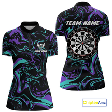 Load image into Gallery viewer, Purple-Turquoise Pattern Darts Team Jerseys Dart Shirts For Women Dart Tournament Polo &amp; 1/4 Zip NNT119