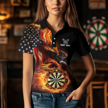 Load image into Gallery viewer, Custom Flame US Flag Eagle Darts Shirt for Women Darts Team Jerseys Dart Tourament Polo &amp; 1/4 Zip NNT112