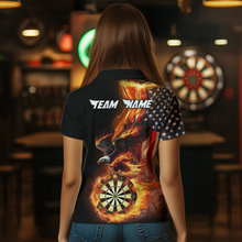Load image into Gallery viewer, Custom Flame US Flag Eagle Darts Shirt for Women Darts Team Jerseys Dart Tourament Polo &amp; 1/4 Zip NNT112