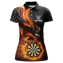 Load image into Gallery viewer, Custom Flame US Flag Eagle Darts Shirt for Women Darts Team Jerseys Dart Tourament Polo &amp; 1/4 Zip NNT112