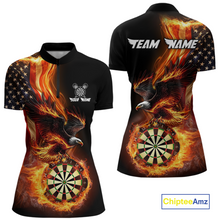 Load image into Gallery viewer, Custom Flame US Flag Eagle Darts Shirt for Women Darts Team Jerseys Dart Tourament Polo &amp; 1/4 Zip NNT112