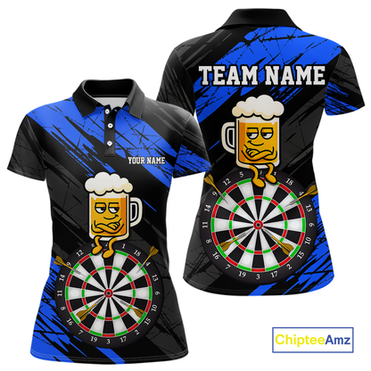 Custom Blue Funny Beer Darts Board Dart Shirts For Women Darts Team Jerseys Dart Tournament NNT120
