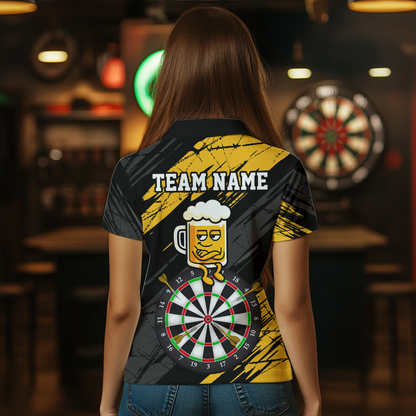 Custom Yellow Funny Beer Darts Board Dart Shirts For Women Darts Team Jerseys Dart Tournament NNT120