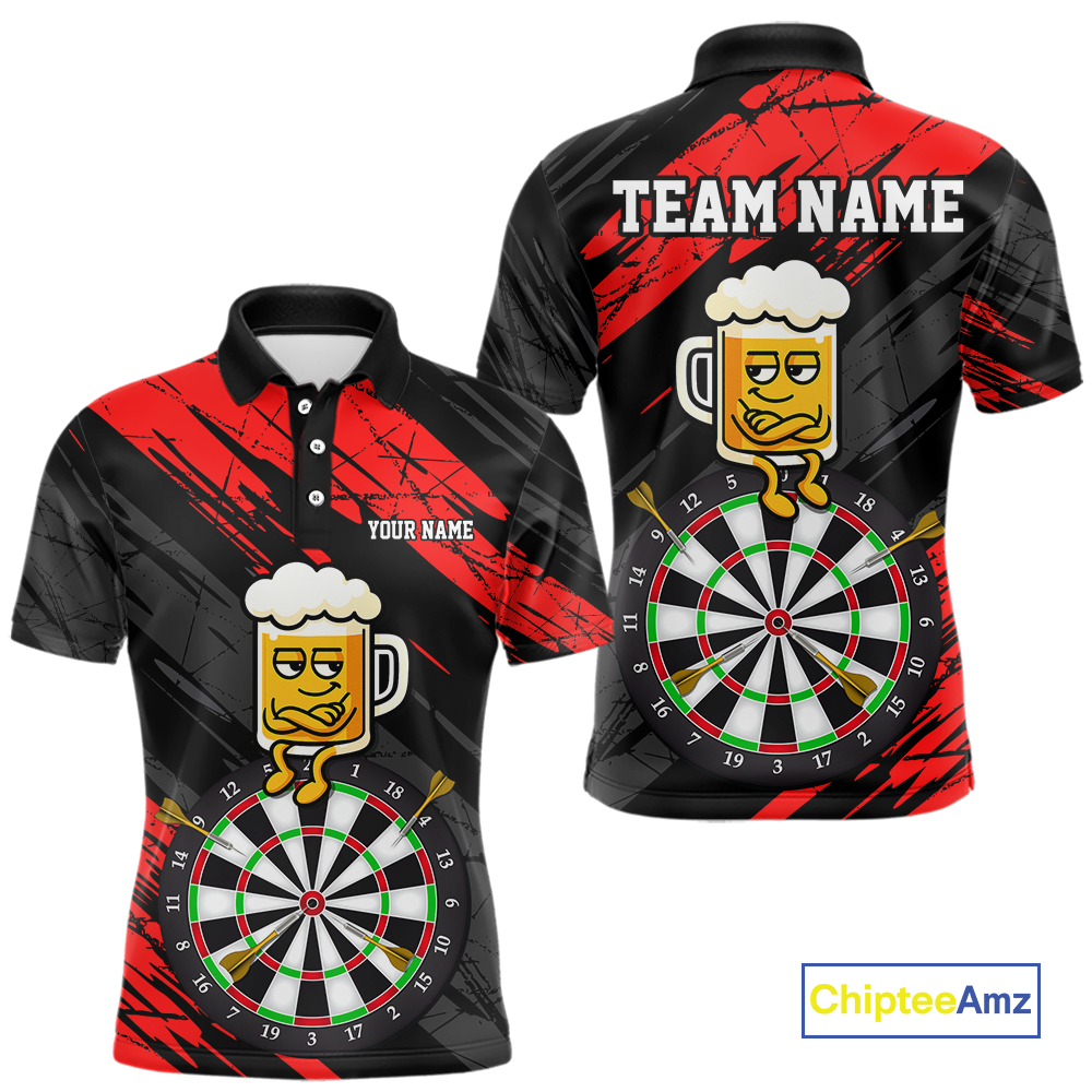 Custom Red Funny Beer Darts Board Dart Shirts For Men Darts Team Jerseys Dart Tournament NNT120