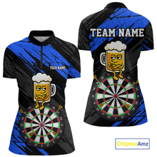 Load image into Gallery viewer, Custom Blue Funny Beer Darts Board Dart Shirts For Women Darts Team Jerseys Dart Tournament NNT120