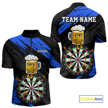 Load image into Gallery viewer, Custom Blue Funny Beer Darts Board Dart Shirts For Men Darts Team Jerseys Dart Tournament NNT120