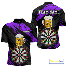 Load image into Gallery viewer, Custom Purple Funny Beer Darts Board Dart Shirts For Men Darts Team Jerseys Dart Tournament NNT120