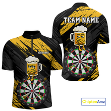 Load image into Gallery viewer, Custom Yellow Funny Beer Darts Board Dart Shirts For Men Darts Team Jerseys Dart Tournament NNT120