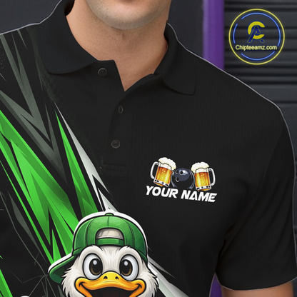 Custom Green Beer Duck Bowling Shirt for Men Duck Funny Beer Bowling Team Jersey HNT276