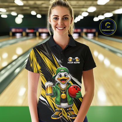 Custom Yellow Beer Duck Bowling Shirt for Women Duck Funny Beer Bowling Team Jersey HNT276