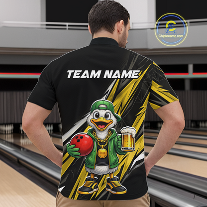 Custom Yellow Beer Duck Bowling Shirt for Men Duck Funny Beer Bowling Team Jersey HNT276