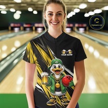 Load image into Gallery viewer, Custom Yellow Beer Duck Bowling Shirt for Women Duck Funny Beer Bowling Team Jersey HNT276