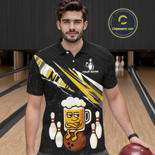 Load image into Gallery viewer, Custom Yellow Funny Beer Bowling Jersey for Men Bowling Team Shirts Polo &amp; 1/4 Zip HNT170