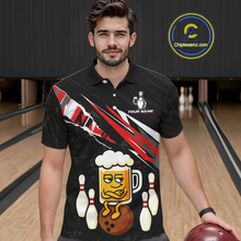 Load image into Gallery viewer, Custom Red Funny Beer Bowling Jersey for Men Bowling Team Shirts Polo &amp; 1/4 Zip HNT170