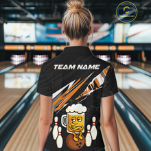Load image into Gallery viewer, Custom Orange Funny Beer Bowling Jersey for Women Bowling Team Shirts Polo &amp; 1/4 Zip HNT170