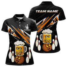 Load image into Gallery viewer, Custom Orange Funny Beer Bowling Jersey for Women Bowling Team Shirts Polo &amp; 1/4 Zip HNT170