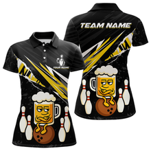 Load image into Gallery viewer, Custom Yellow Funny Beer Bowling Jersey for Women Bowling Team Shirts Polo &amp; 1/4 Zip HNT170