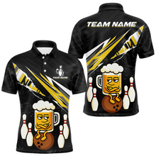 Load image into Gallery viewer, Custom Yellow Funny Beer Bowling Jersey for Men Bowling Team Shirts Polo &amp; 1/4 Zip HNT170