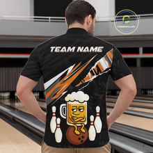 Load image into Gallery viewer, Custom Orange Funny Beer Bowling Jersey for Men Bowling Team Shirts Polo &amp; 1/4 Zip HNT170