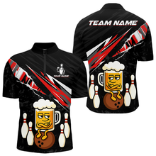 Load image into Gallery viewer, Custom Red Funny Beer Bowling Jersey for Men Bowling Team Shirts Polo &amp; 1/4 Zip HNT170