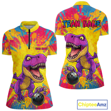 Load image into Gallery viewer, Custom Graffiti Dinosaur Bowling Jersey for Women Unisex Bowling Shirts for Team Polo &amp; 1/4 Zip HNT240