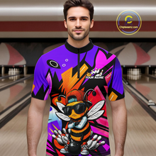 Load image into Gallery viewer, Custom Funny Bee Graffiti Pattern Bowling Jersey for Men Bowling Team Shirts Polo &amp; 1/4 Zip HNT174